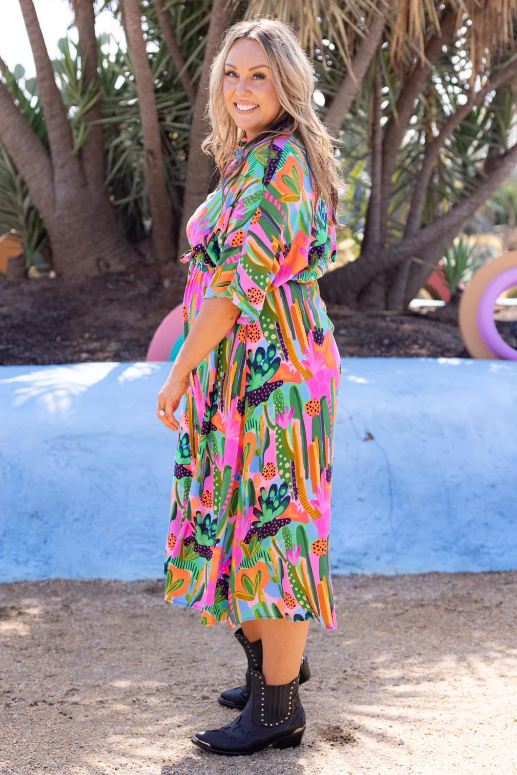Maddy Midi Dress in Neon Cactus Country by Deb McNaughton - Image 7