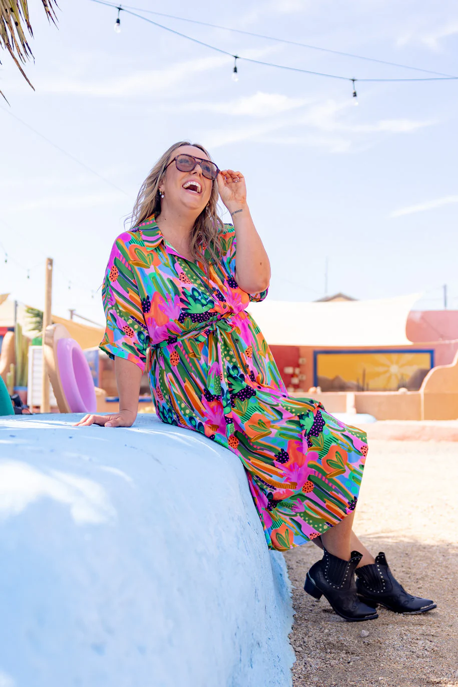 Maddy Midi Dress in Neon Cactus Country by Deb McNaughton - Image 9