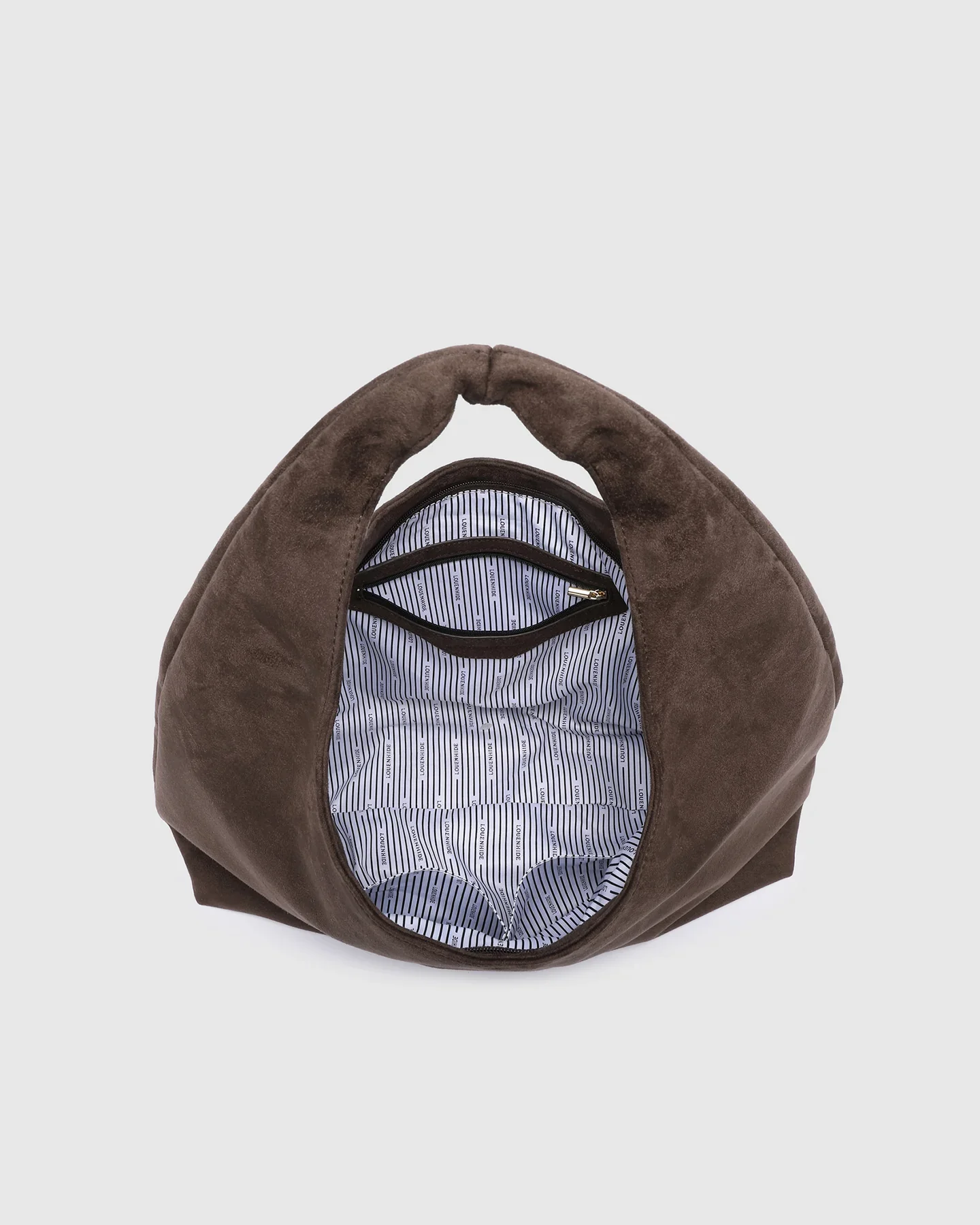 Manaco Shoulder Bag in Suede Choc by Louenhide - Image 3