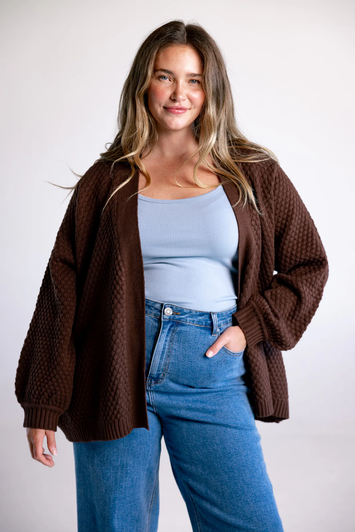 Marbelle Knit Cardigan in Chocolate - Image 11