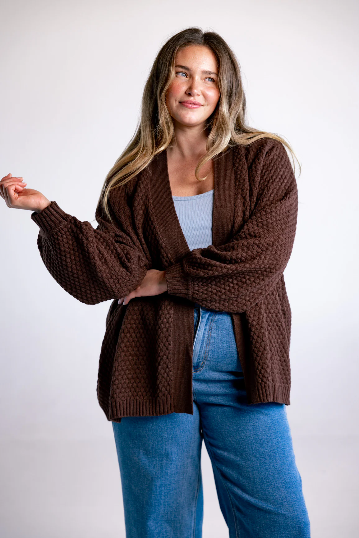 Marbelle Knit Cardigan in Chocolate - Image 2
