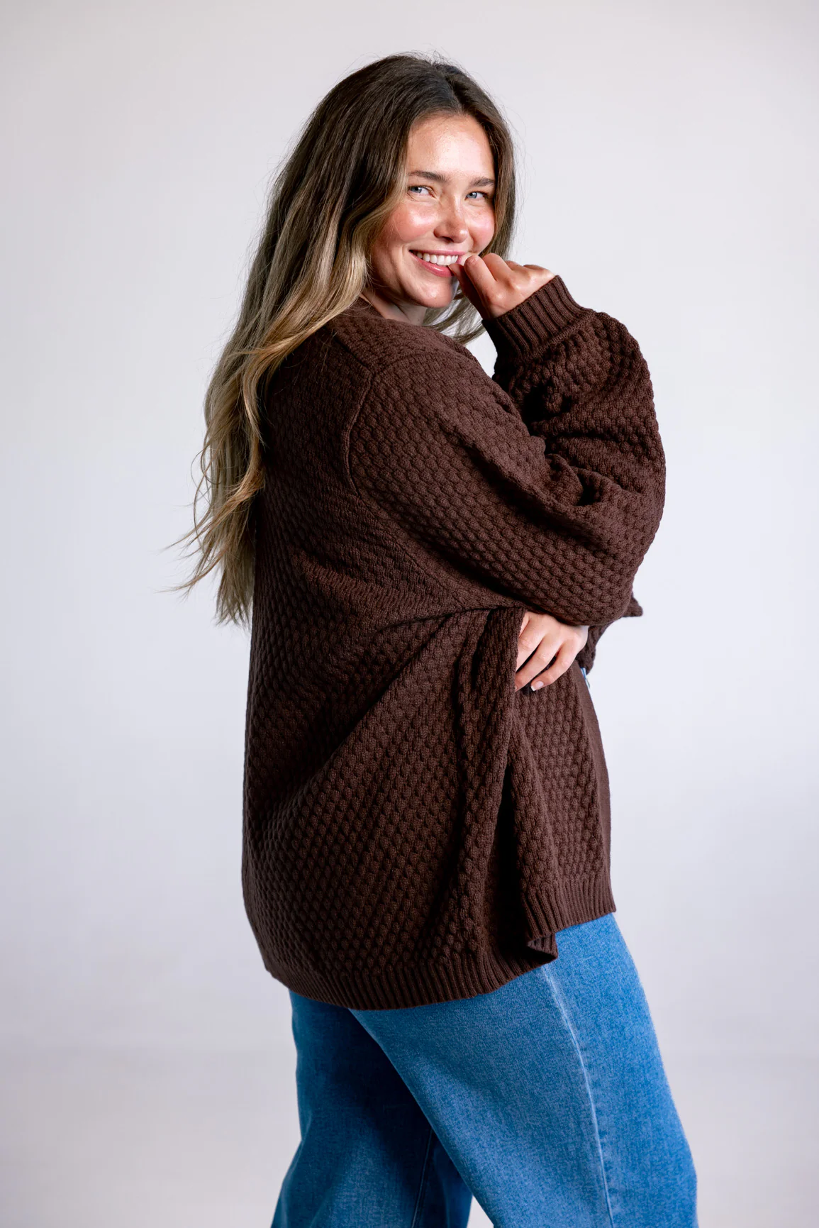 Marbelle Knit Cardigan in Chocolate - Image 7