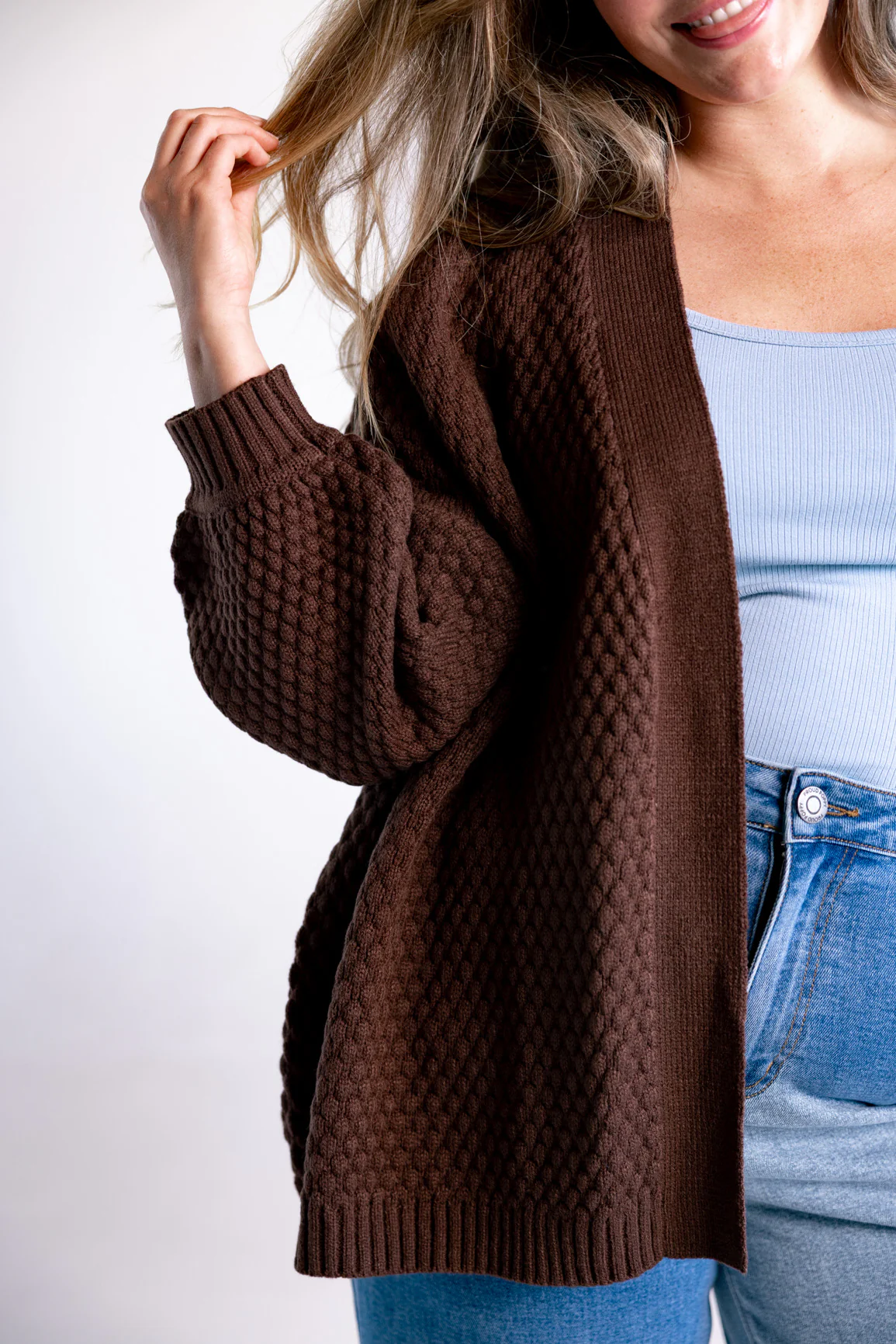 Marbelle Knit Cardigan in Chocolate - Image 8