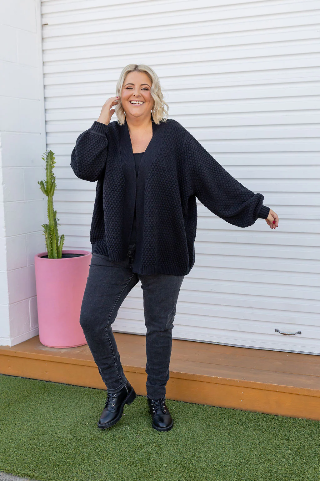Marbelle Knit Cardigan in Black - Image 4