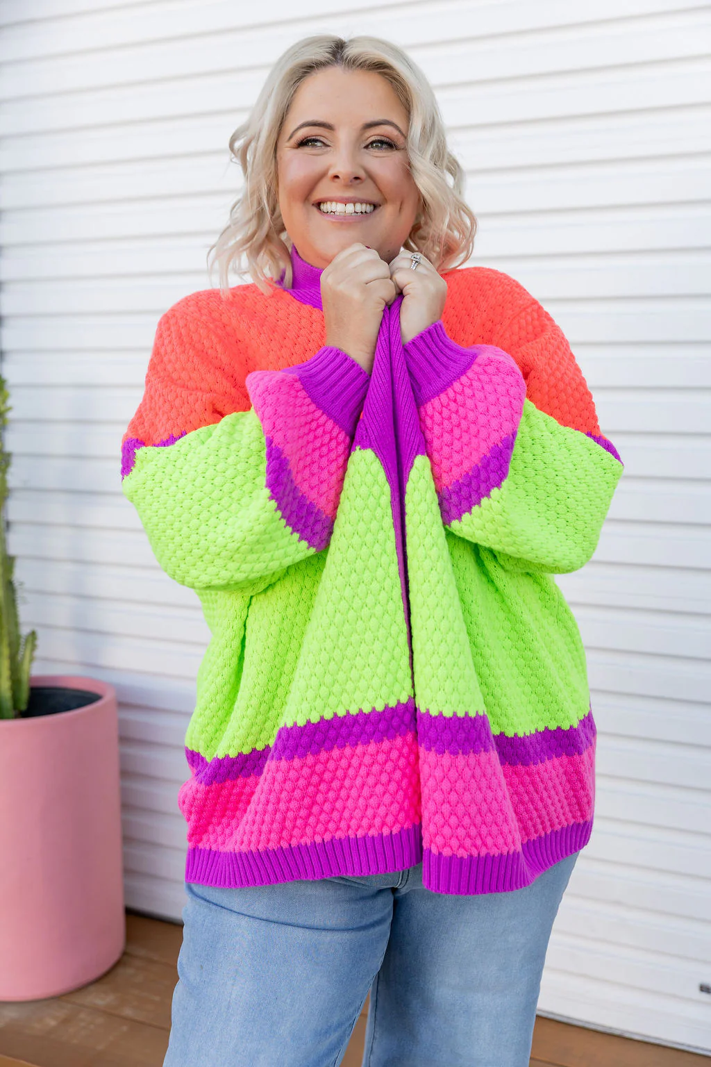 Marbelle Knit Cardigan in Fluro Mix - Image 2