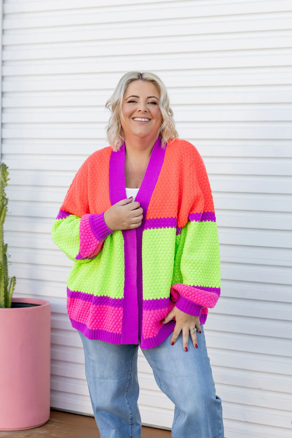 Marbelle Knit Cardigan in Fluro Mix - Image 4