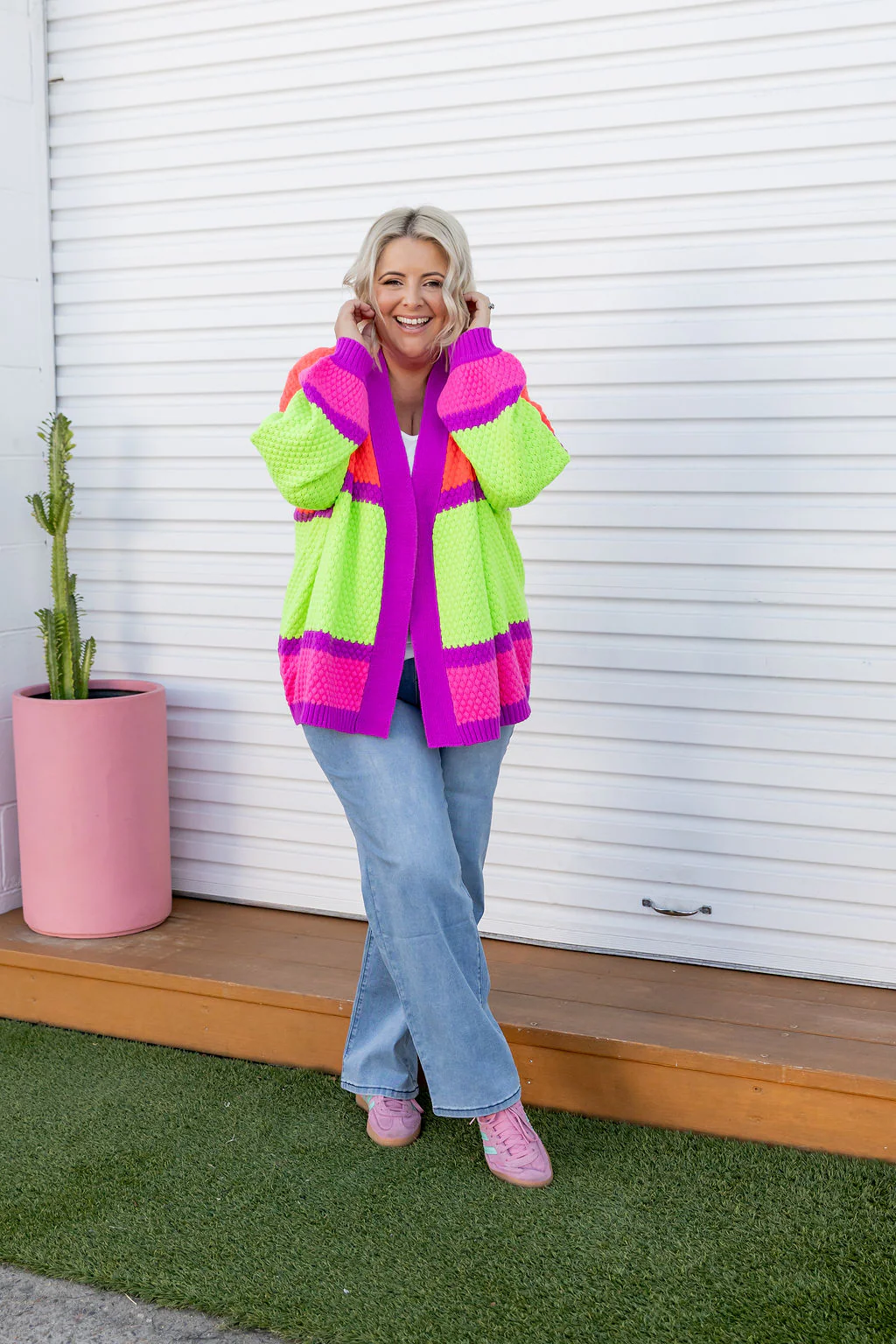 Marbelle Knit Cardigan in Fluro Mix - Image 6