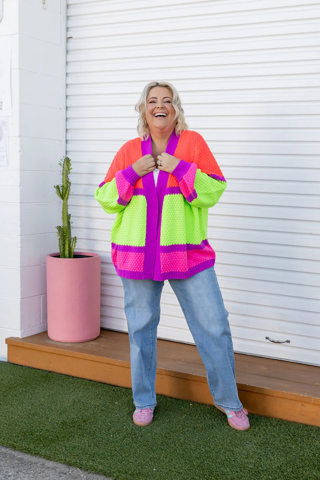 Marbelle Knit Cardigan in Fluro Mix - Image 8