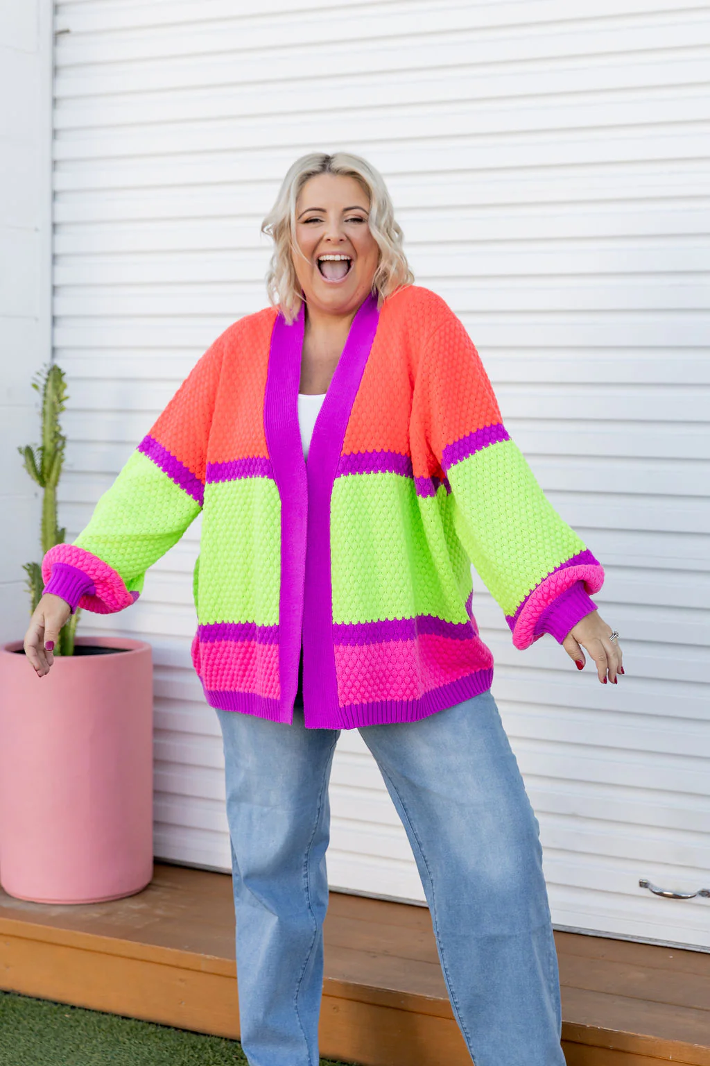 Marbelle Knit Cardigan in Fluro Mix - Image 9