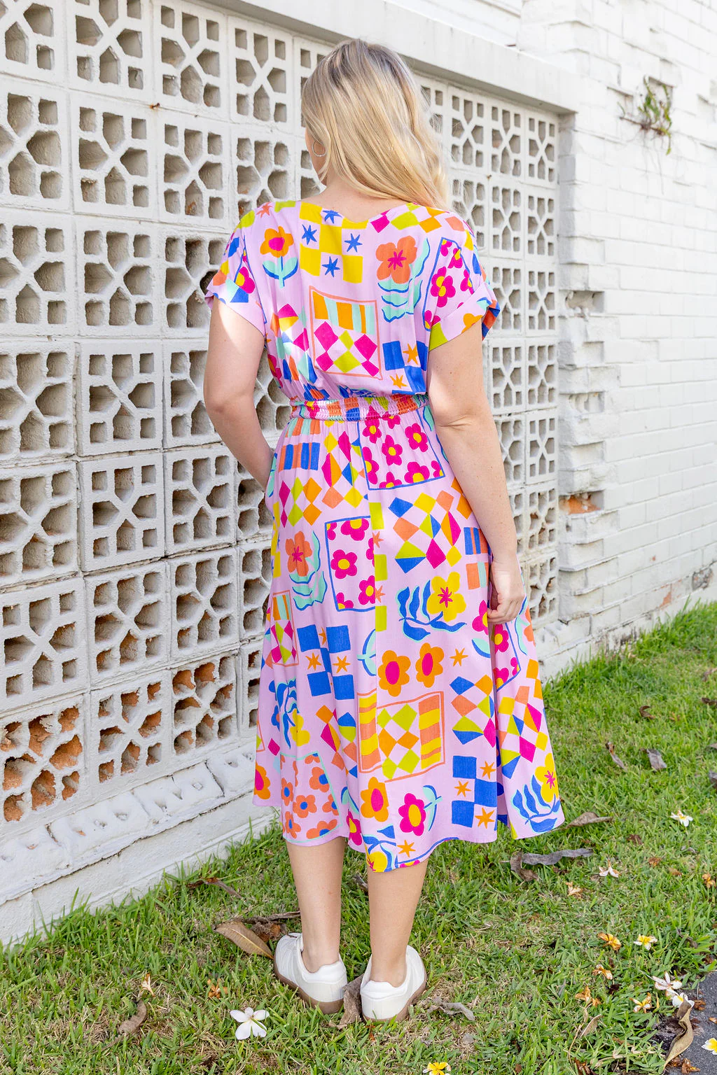 Millie Midi Dress in Checkerboard Petals - Image 12