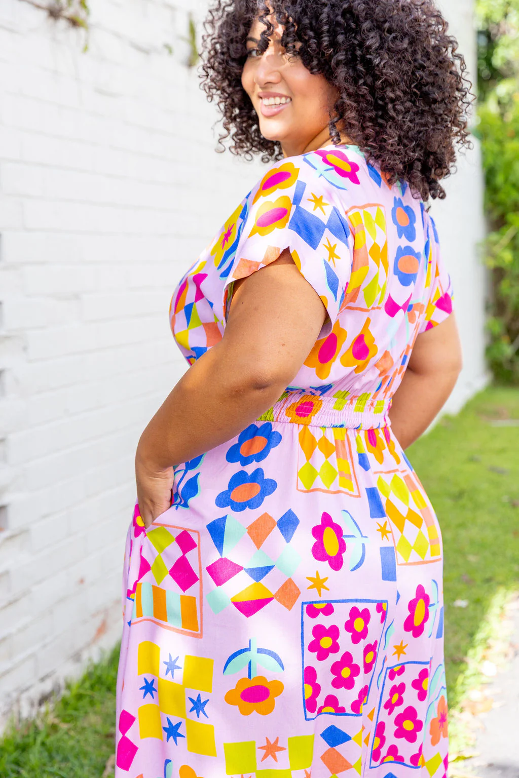 Millie Midi Dress in Checkerboard Petals - Image 6