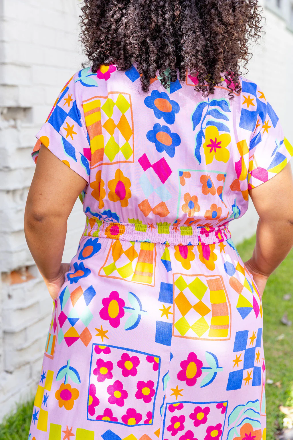 Millie Midi Dress in Checkerboard Petals - Image 9