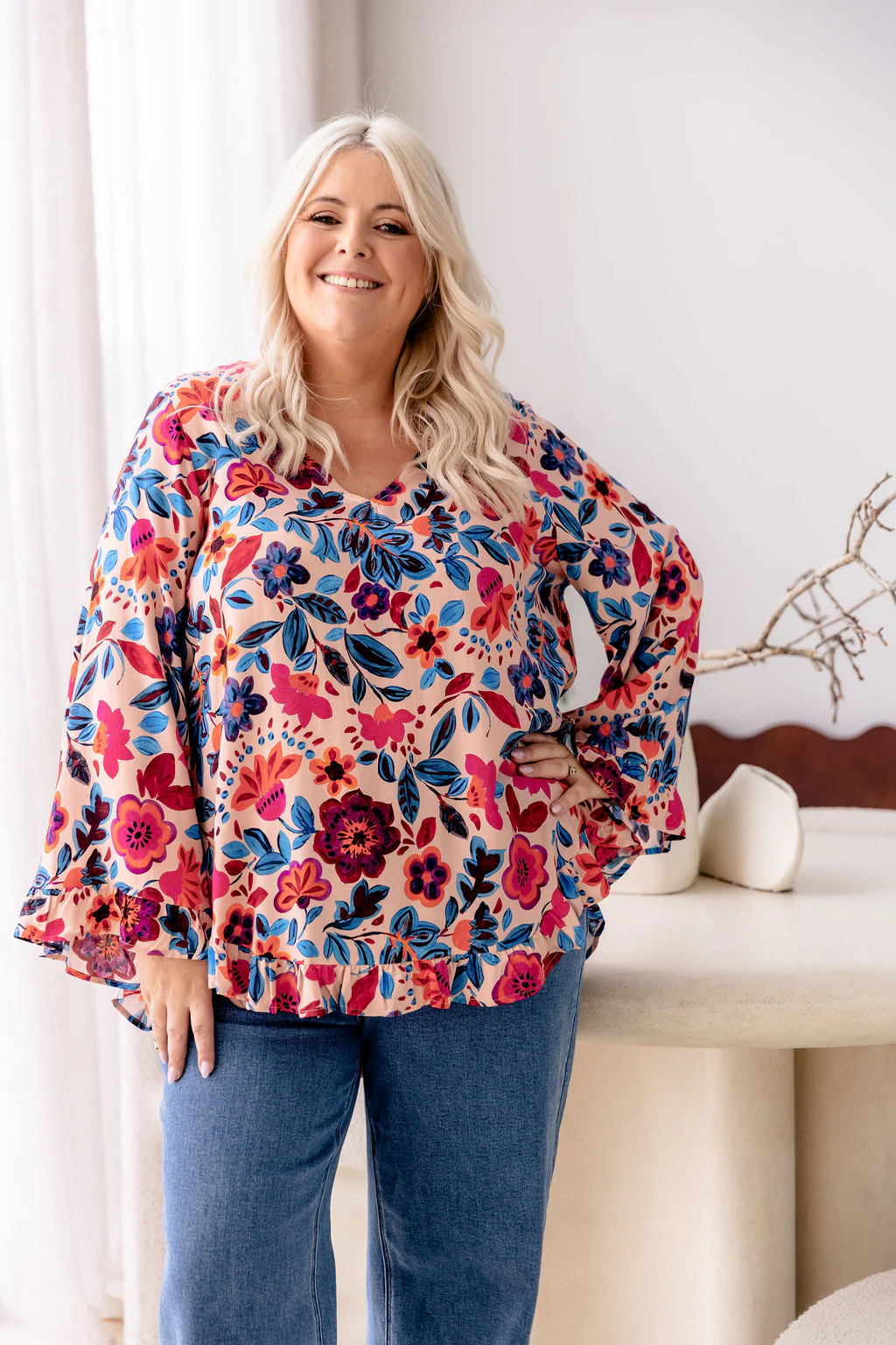 Natalie Long Sleeve Top in Jardin