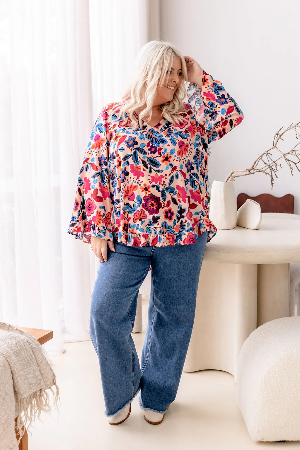 Natalie Long Sleeve Top in Jardin - Image 3