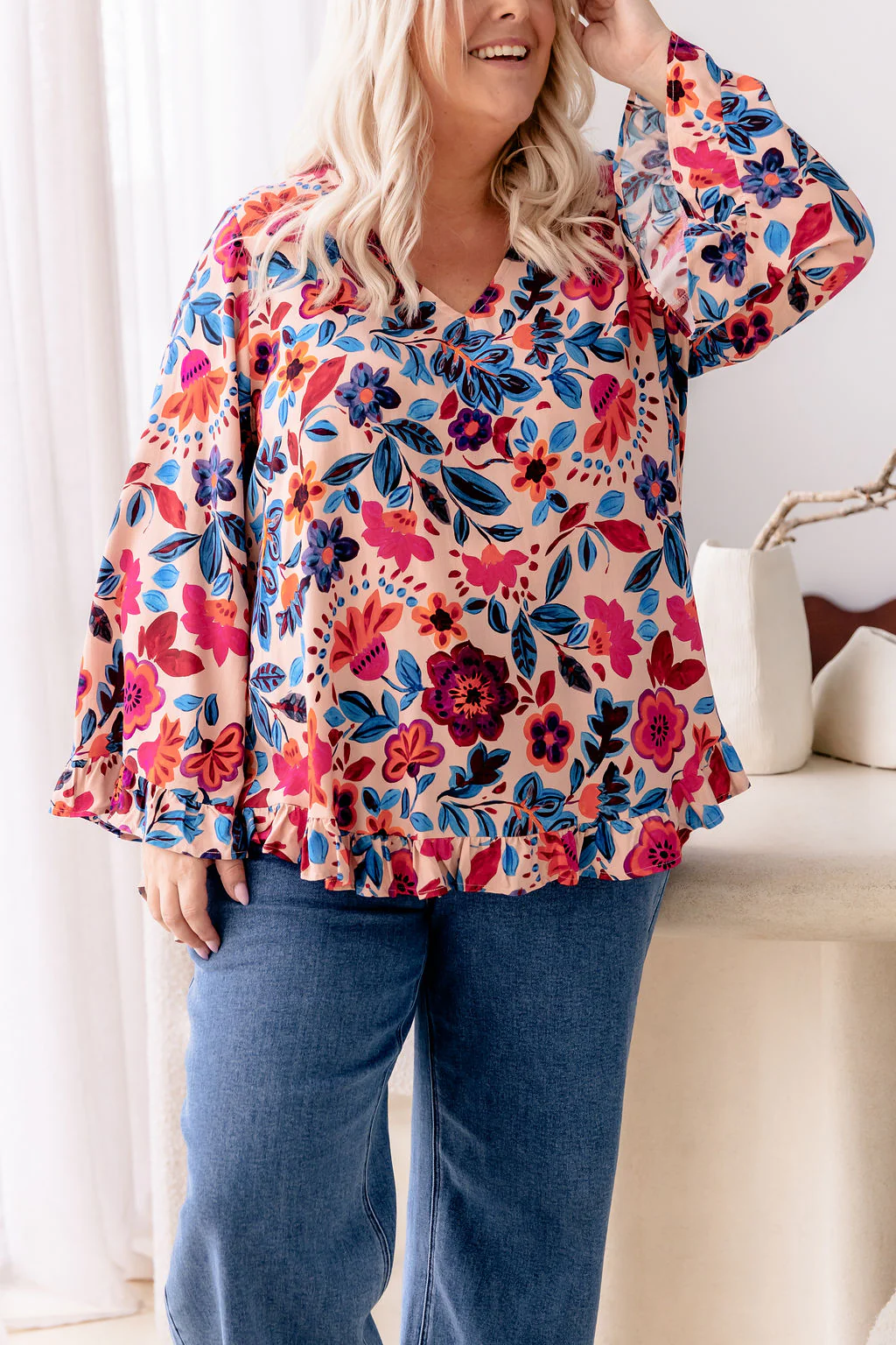 Natalie Long Sleeve Top in Jardin - Image 4