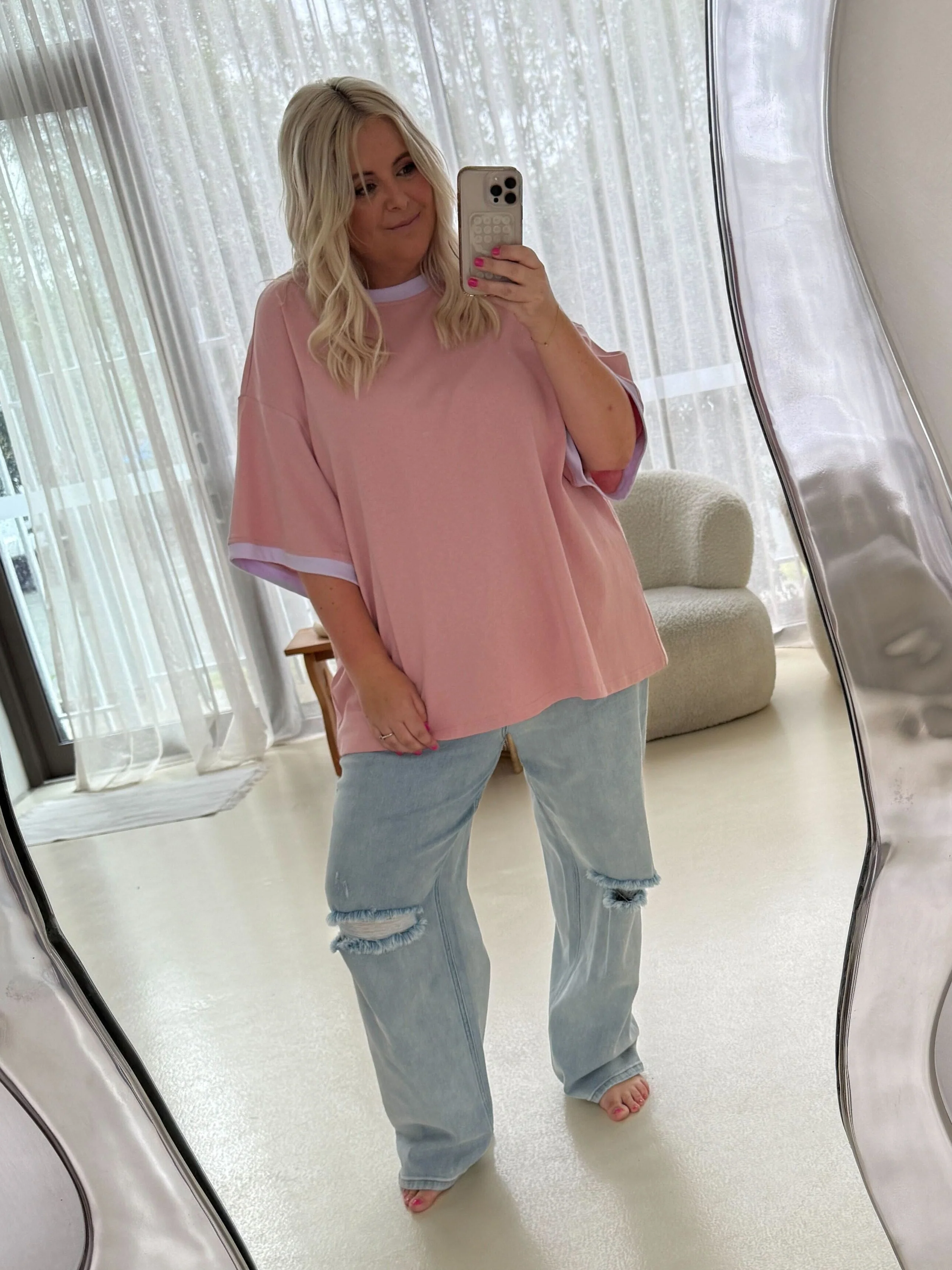 Nikita Heavyweight Cotton Tee in Blush Contrast - Image 3