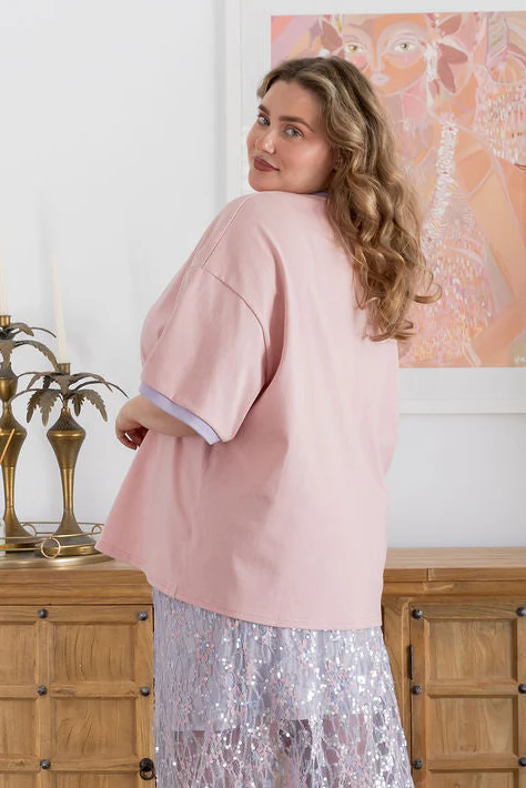 Nikita Heavyweight Cotton Tee in Blush Contrast - Image 4