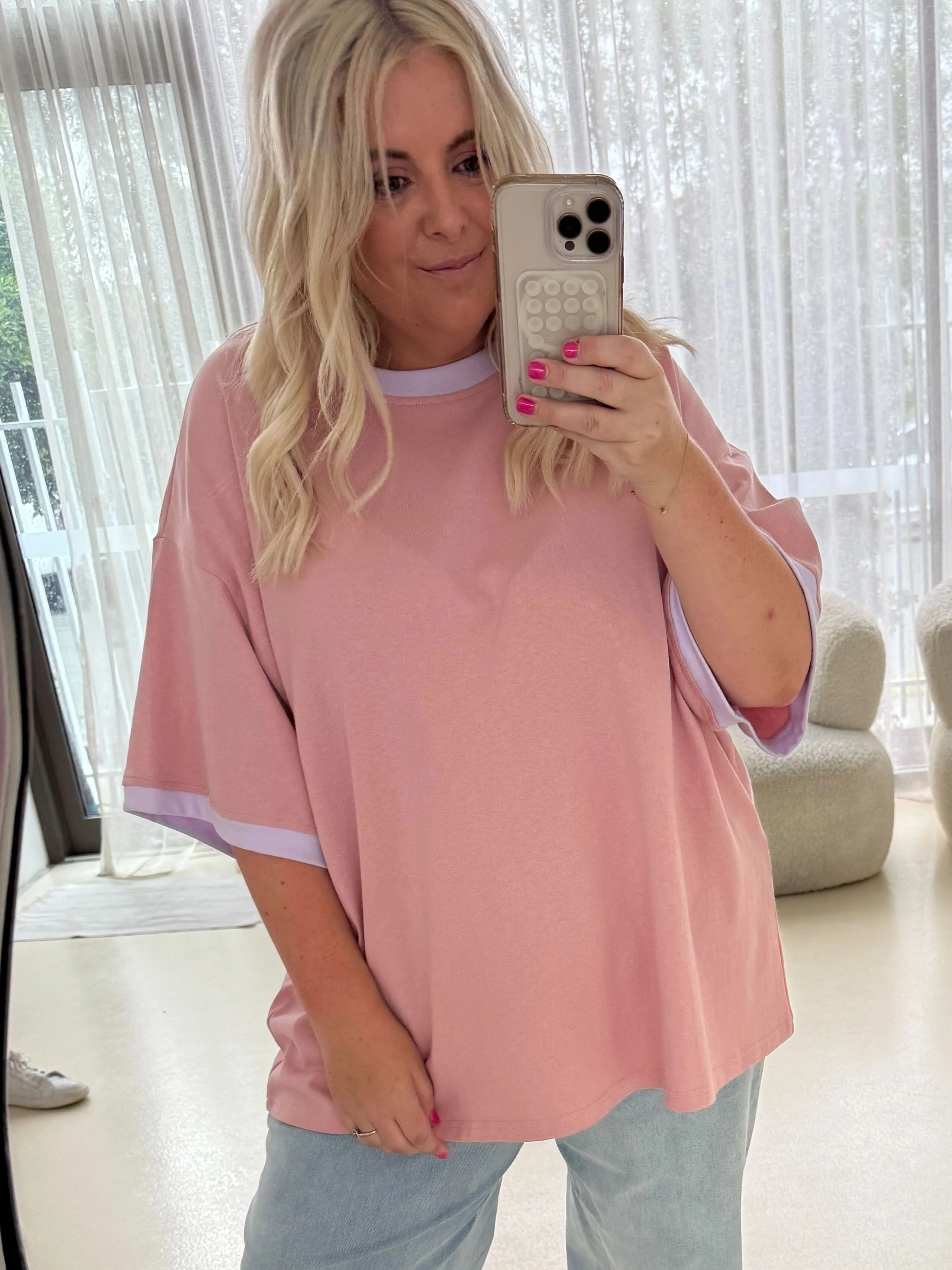 Nikita Heavyweight Cotton Tee in Blush Contrast - Image 5