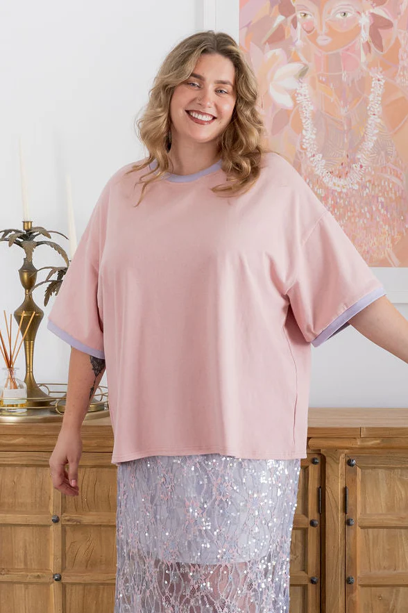 Nikita Heavyweight Cotton Tee in Blush Contrast - Image 6
