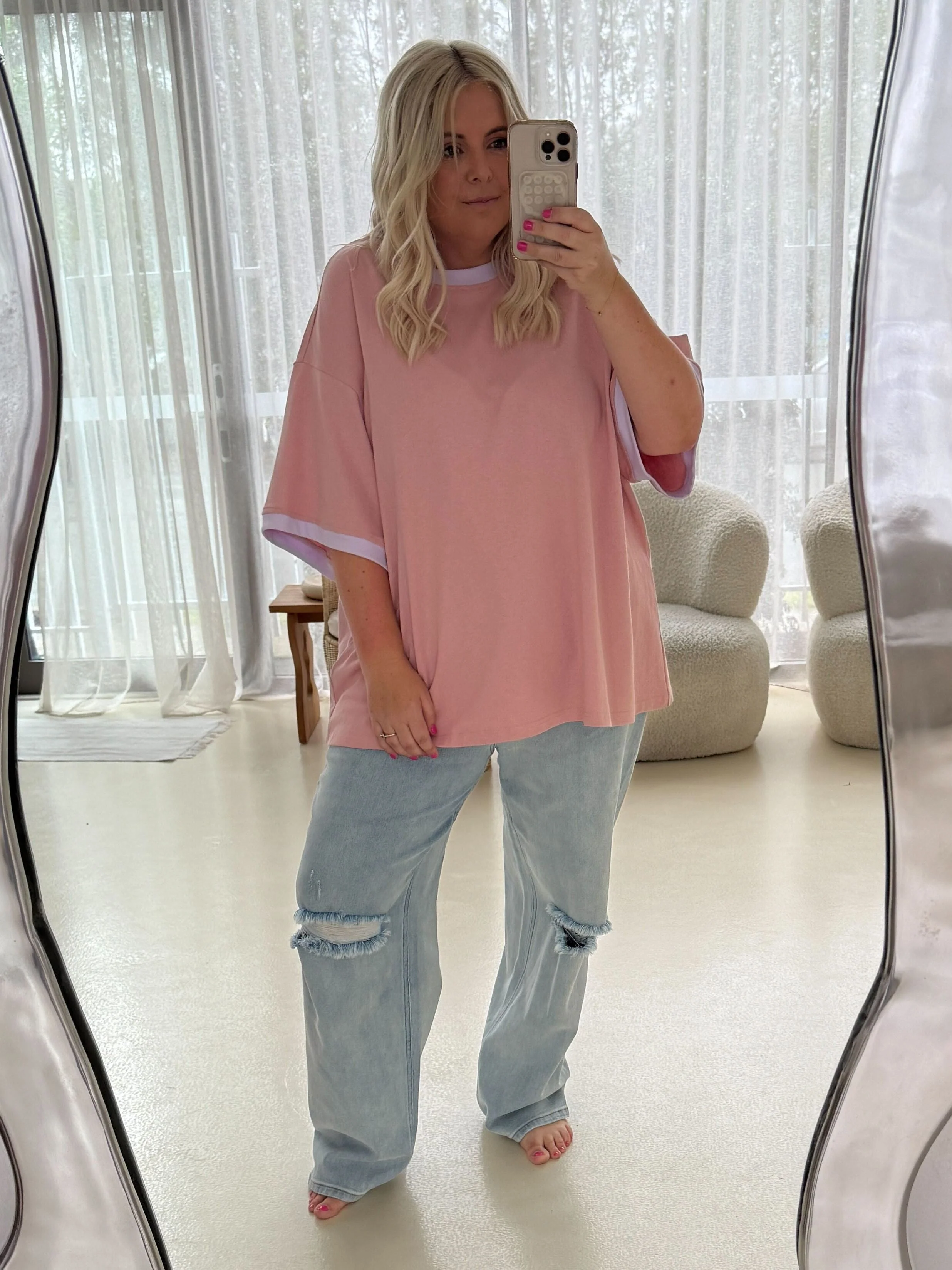 Nikita Heavyweight Cotton Tee in Blush Contrast - Image 7