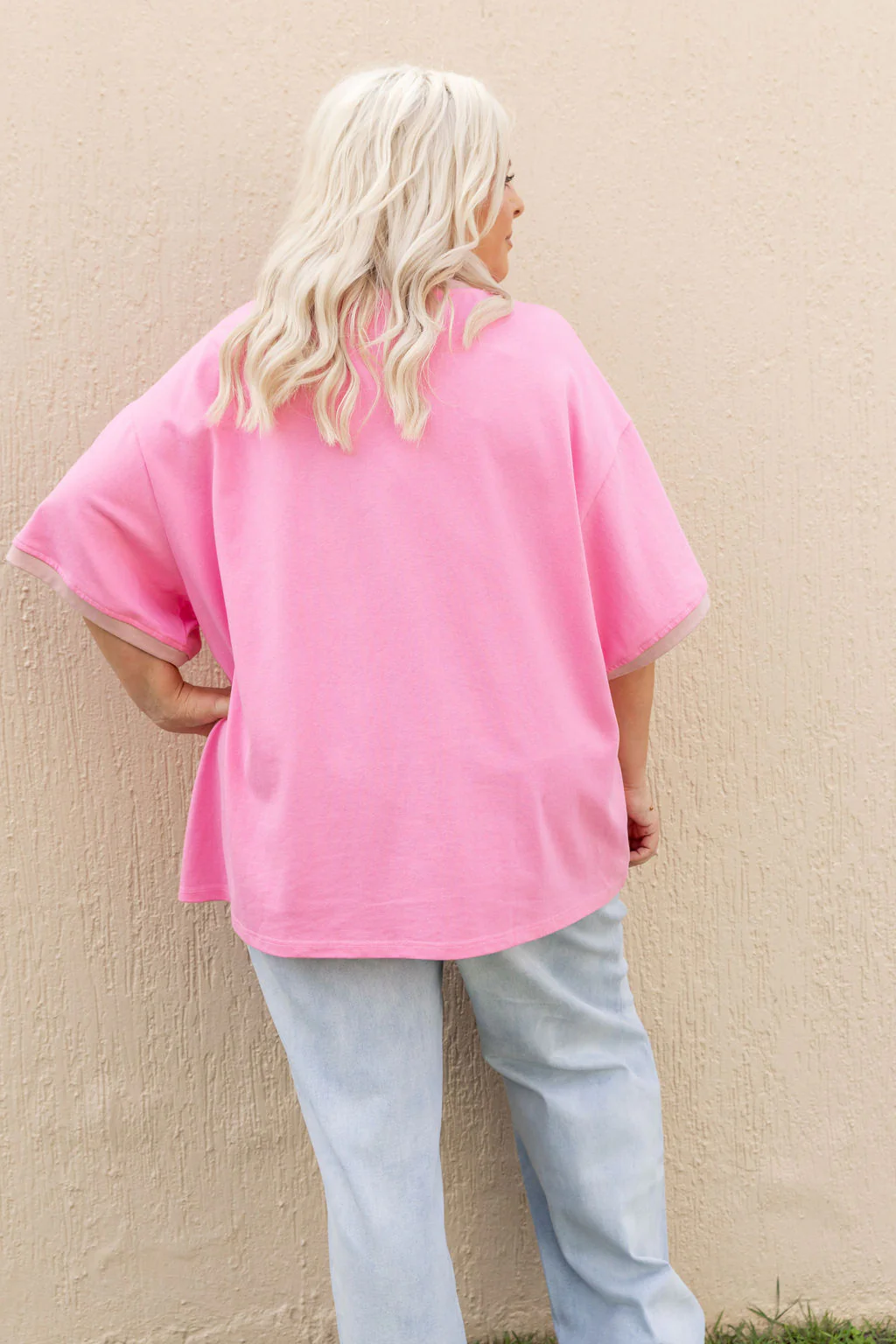 Nikita Heavyweight Cotton Tee in Barbie/Blush Contrast - Image 8