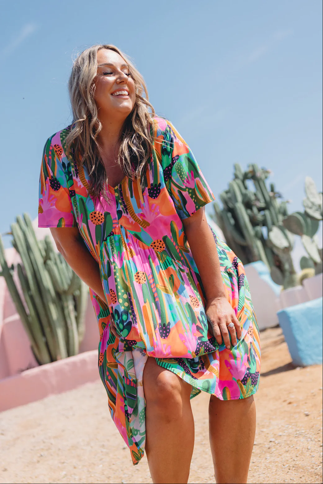 Peak Midi Dress in Neon Cactus Country by Deb McNaughton - Image 2