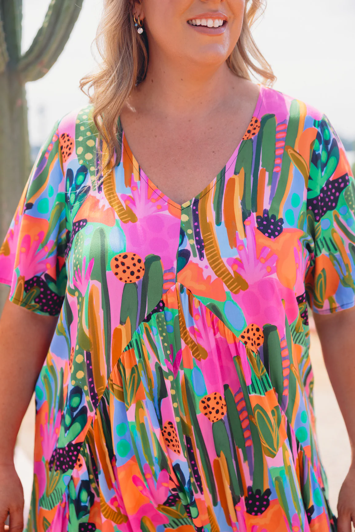 Peak Midi Dress in Neon Cactus Country by Deb McNaughton - Image 4