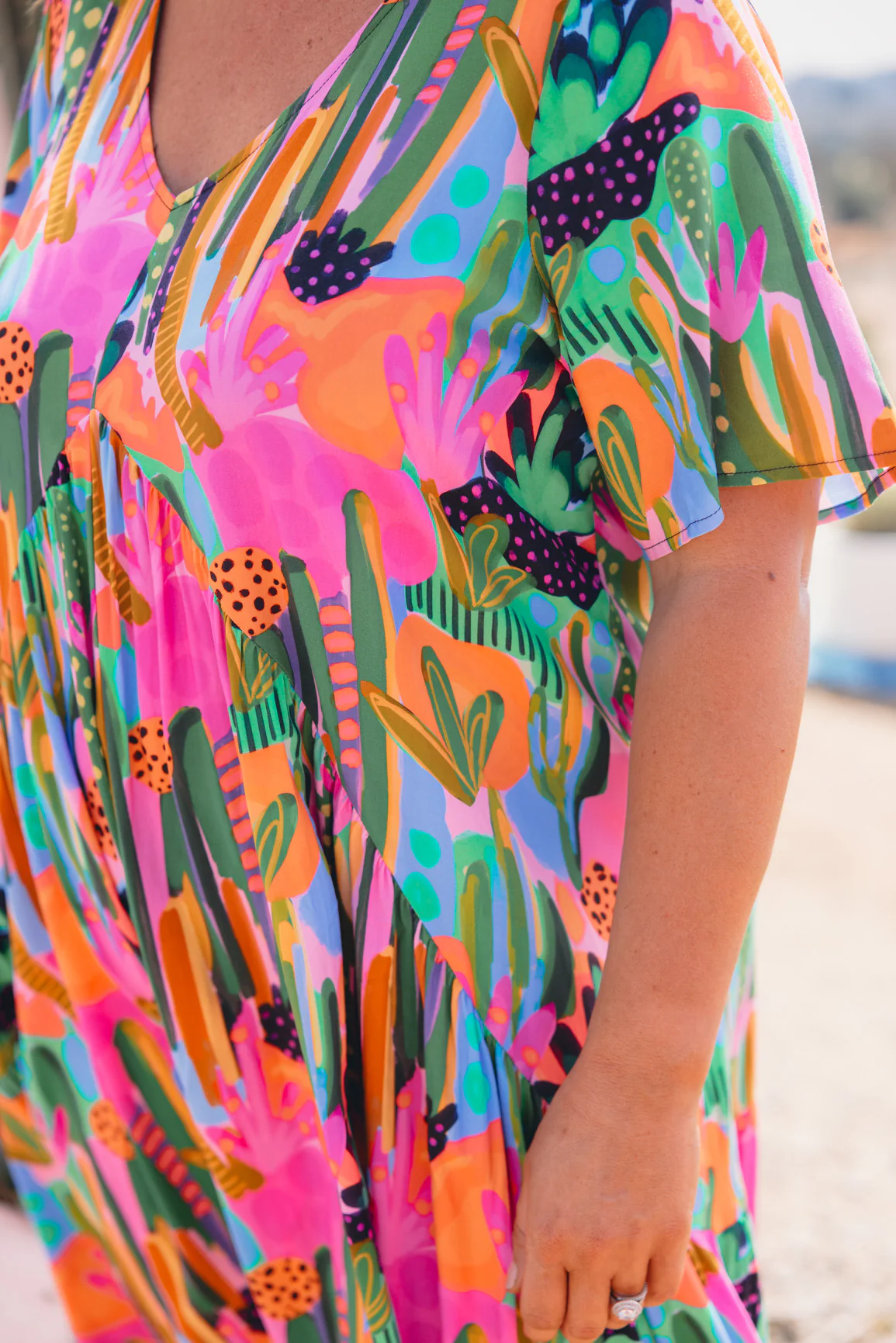 Peak Midi Dress in Neon Cactus Country by Deb McNaughton - Image 8