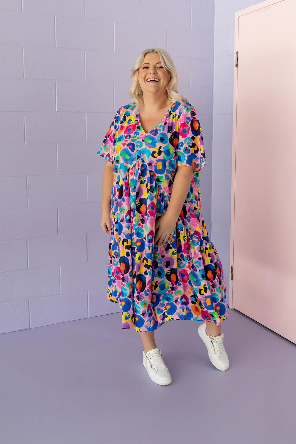 Peak Midi Dress in Rainbow Leopard Pink by Kasey Rainbow - Image 10