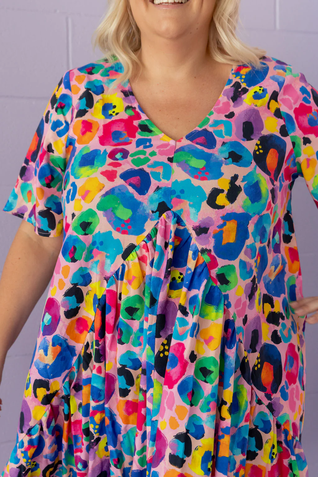 Peak Midi Dress in Rainbow Leopard Pink by Kasey Rainbow - Image 3