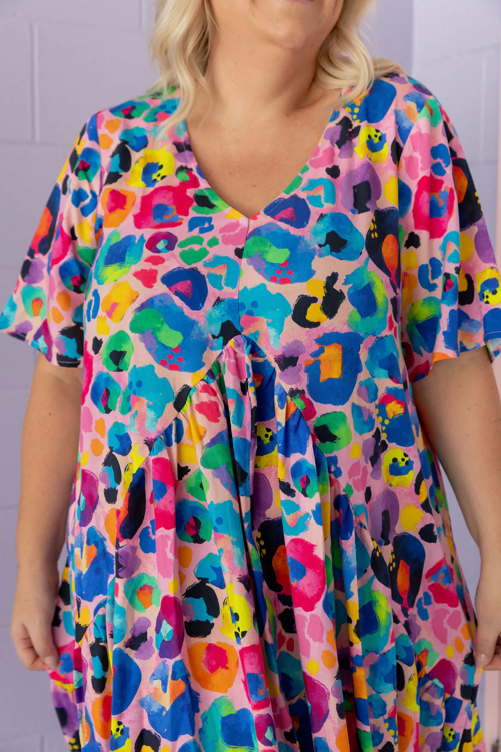 Peak Midi Dress in Rainbow Leopard Pink by Kasey Rainbow - Image 4