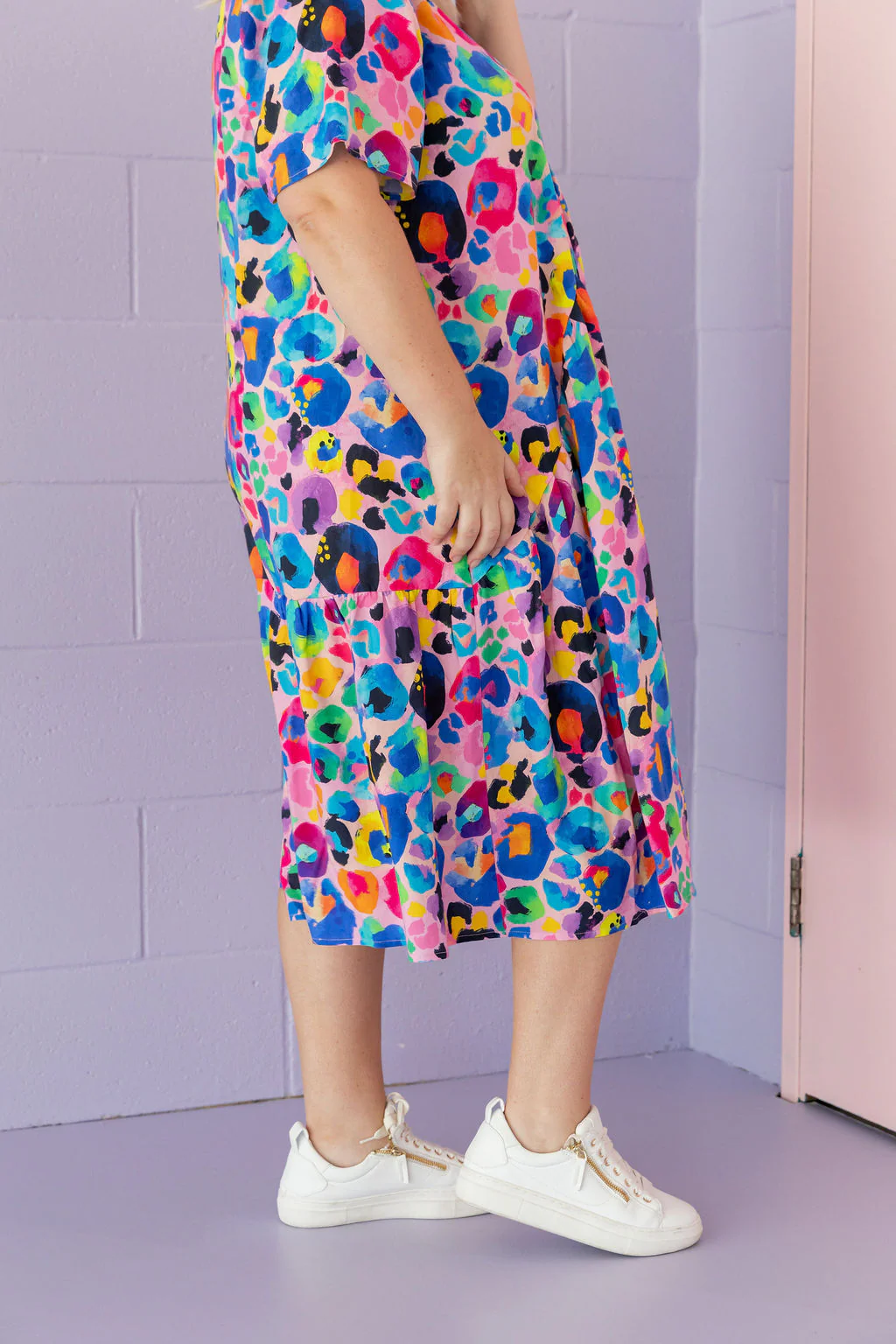 Peak Midi Dress in Rainbow Leopard Pink by Kasey Rainbow - Image 6