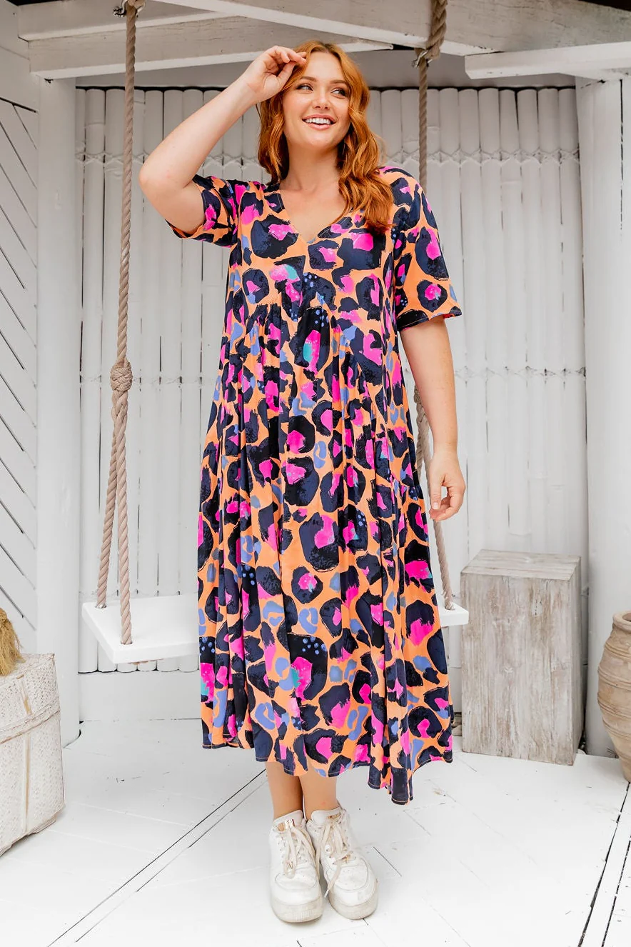 Peak Midi Dress in Sherbie - Peach Leopard by Kasey Rainbow - Image 3