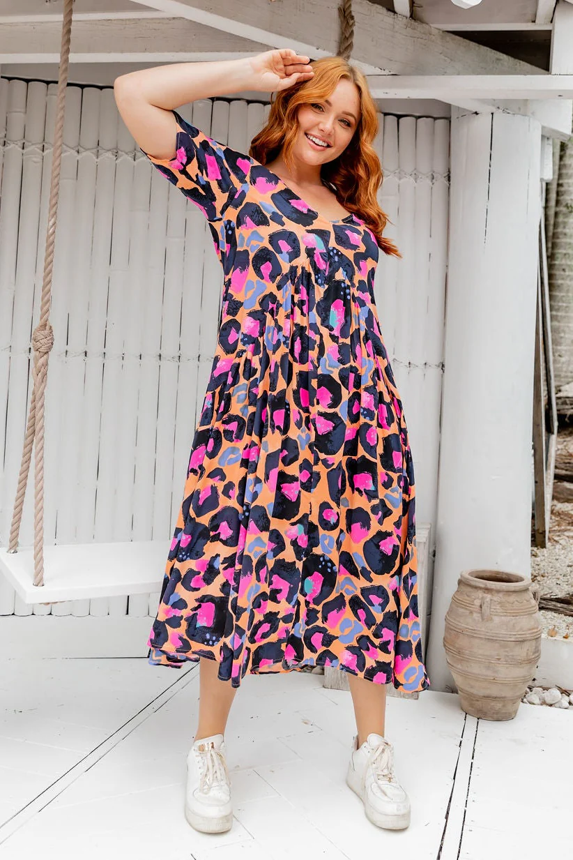 Peak Midi Dress in Sherbie - Peach Leopard by Kasey Rainbow - Image 4
