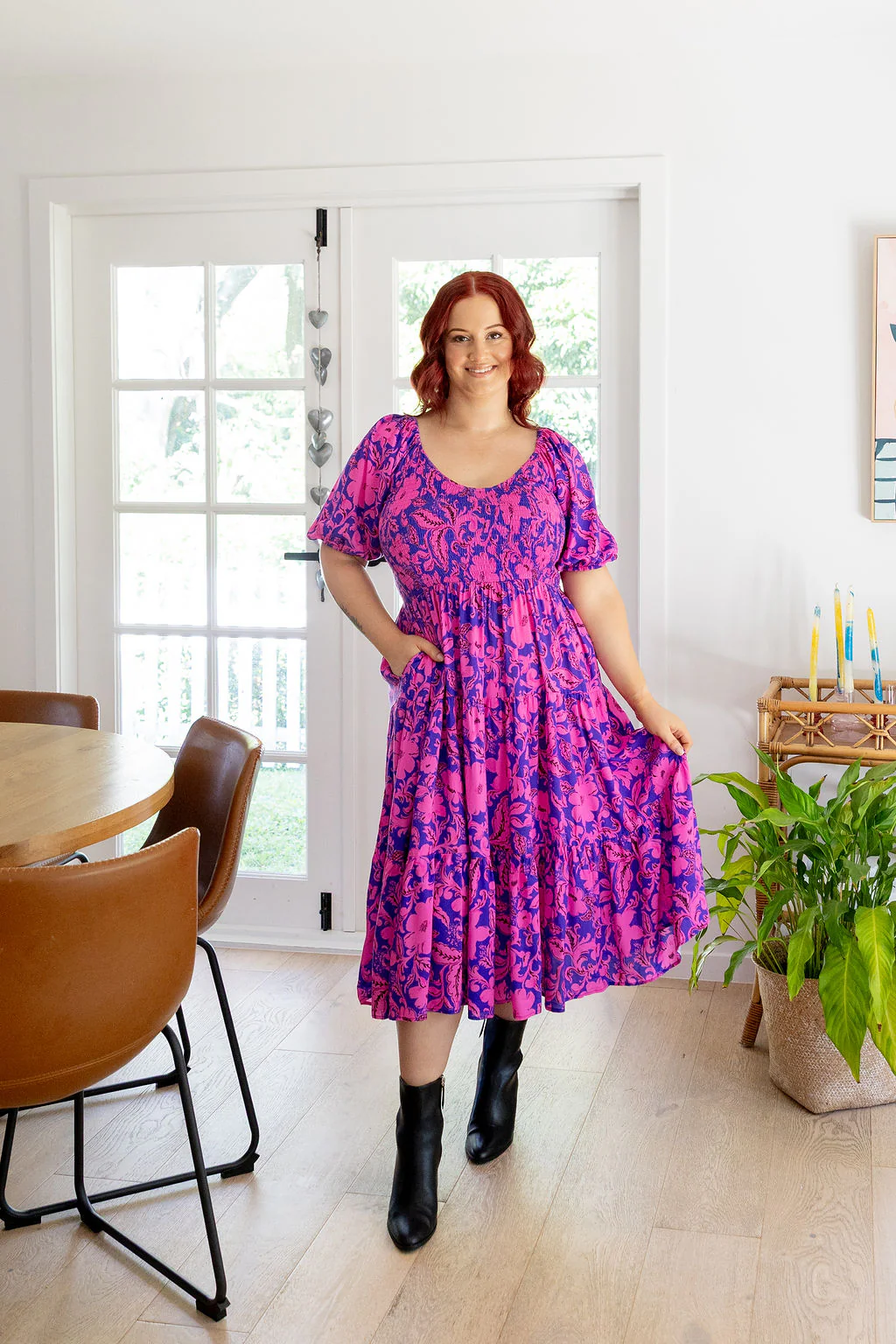 Peri Midi Dress in Purple Blooms - Image 11