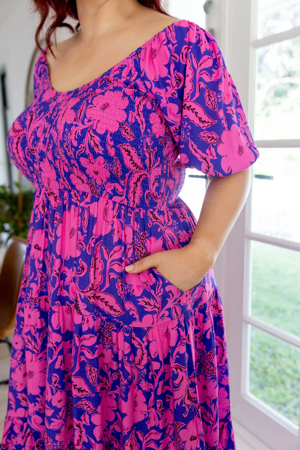 Peri Midi Dress in Purple Blooms - Image 15