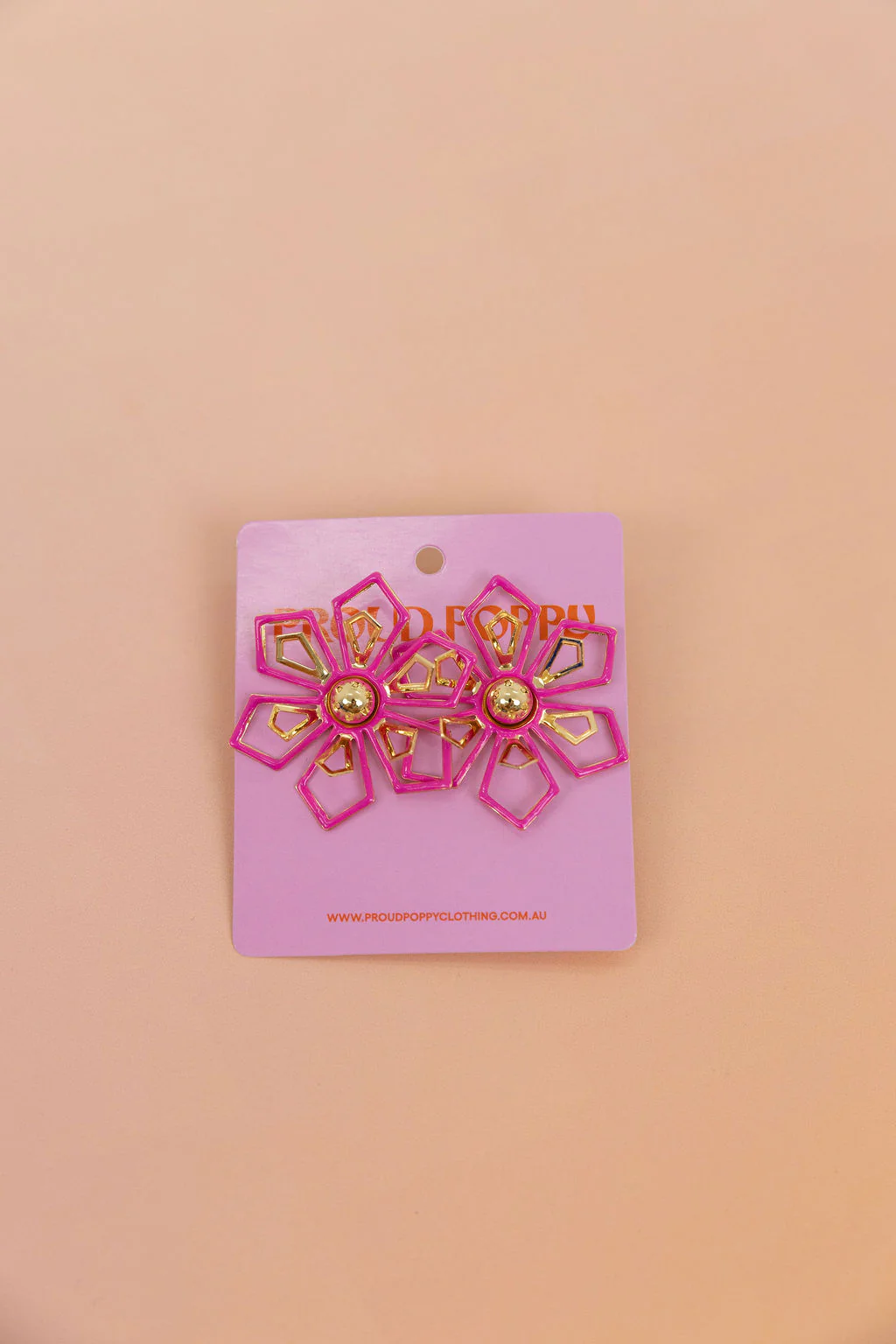 Pink Geo Floral Stud Earrings - Image 2