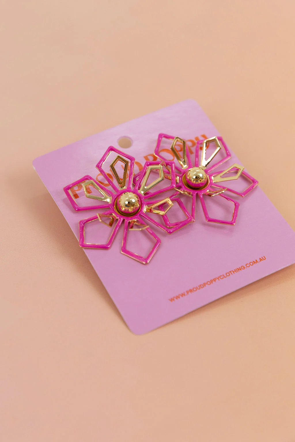 Pink Geo Floral Stud Earrings - Image 3