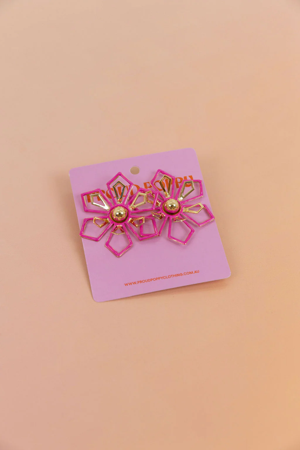 Pink Geo Floral Stud Earrings - Image 4