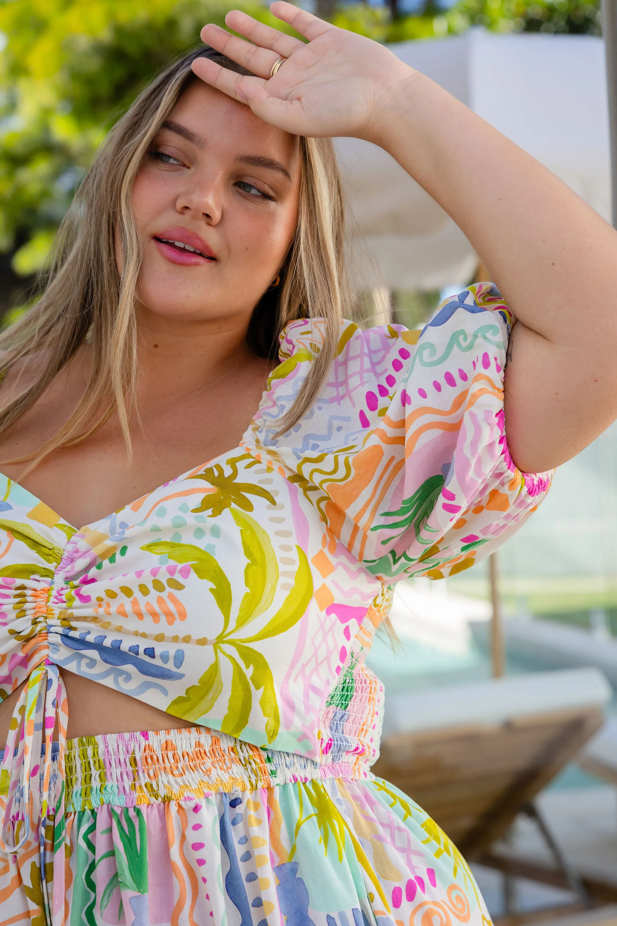 Pippa Linen Blend Cut Out Dress in Palma - Image 6