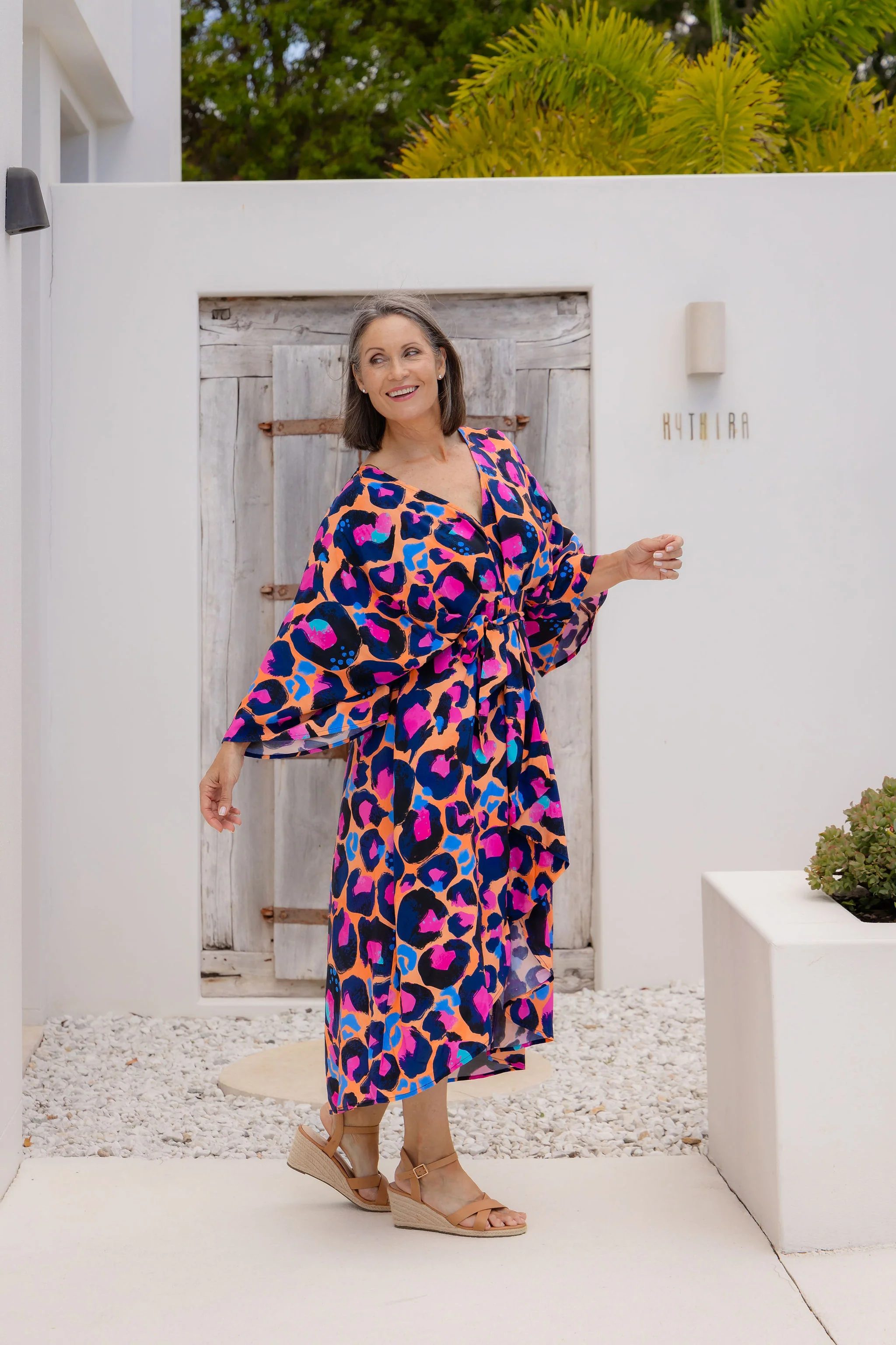 Polly Midi Dress in Sherbie - Peach Leopard by Kasey Rainbow - Image 3