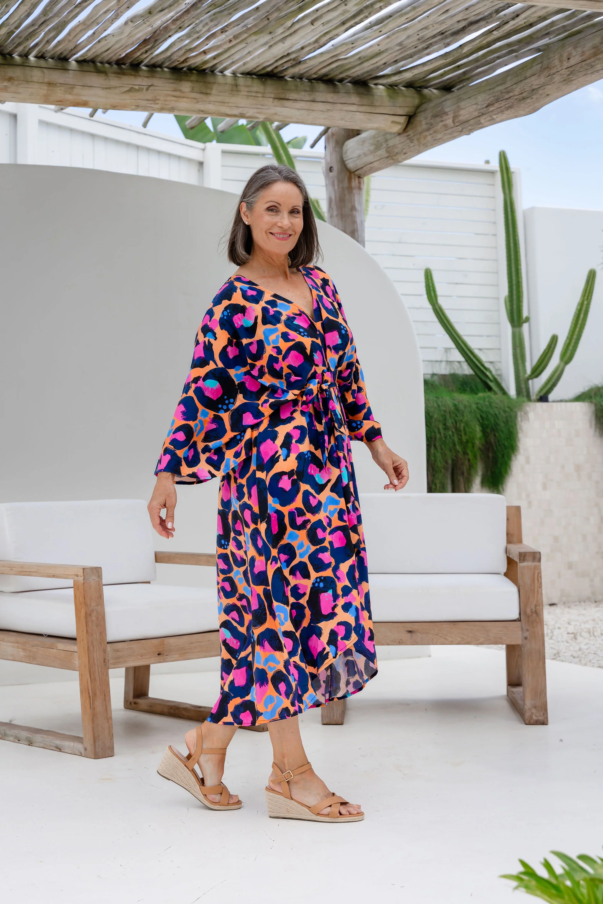 Polly Midi Dress in Sherbie - Peach Leopard by Kasey Rainbow - Image 9