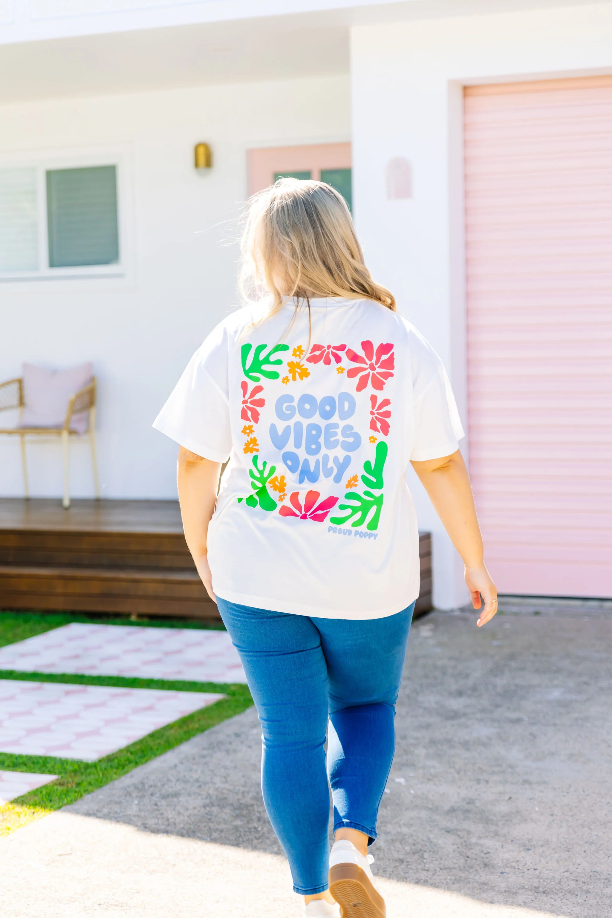 Good Vibes Tee in White - Image 3