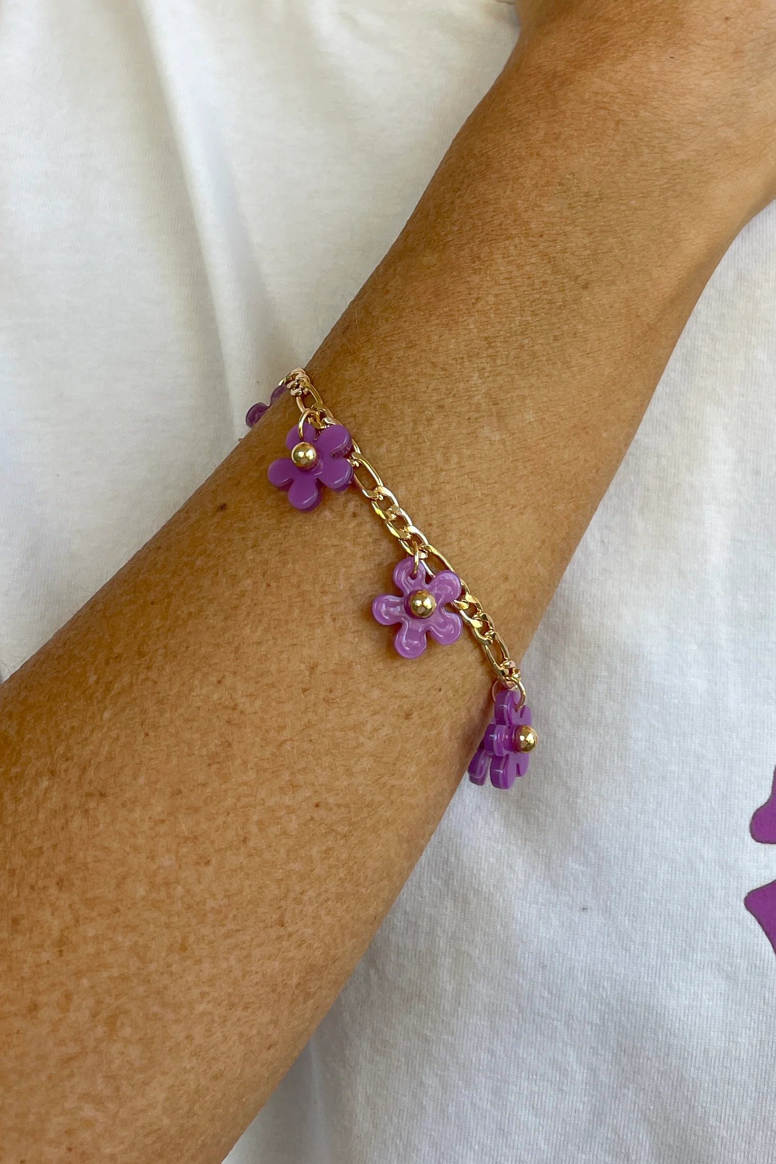 Purple Flower Gold Bracelet