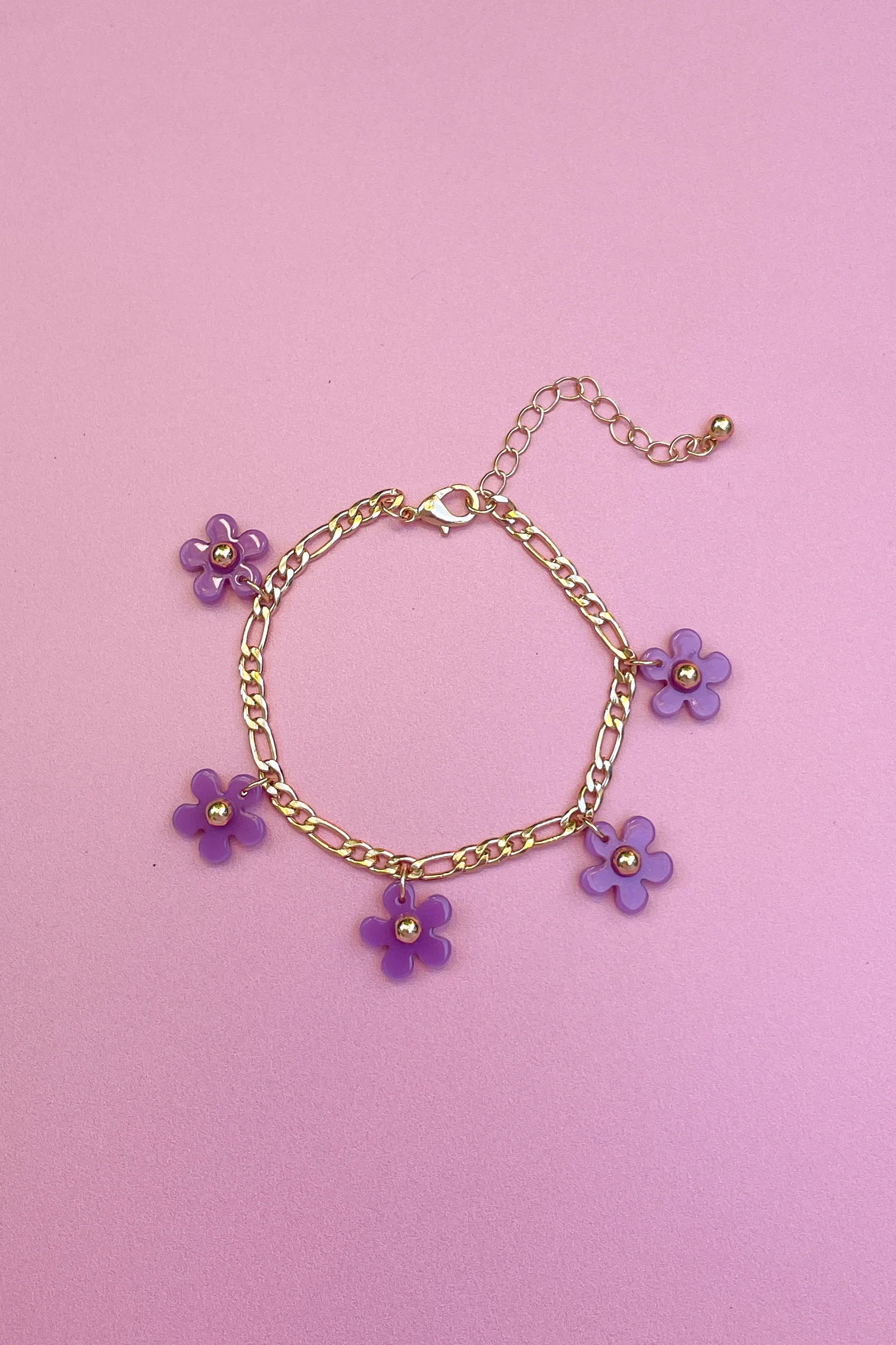 Purple Flower Gold Bracelet - Image 2