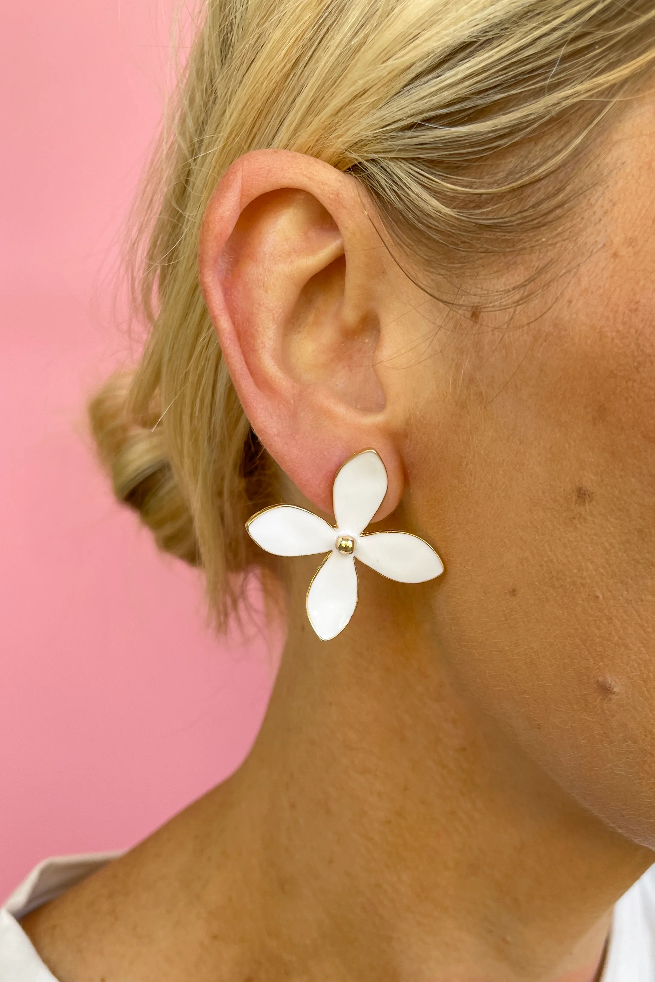 White Flower Earrings - Image 2