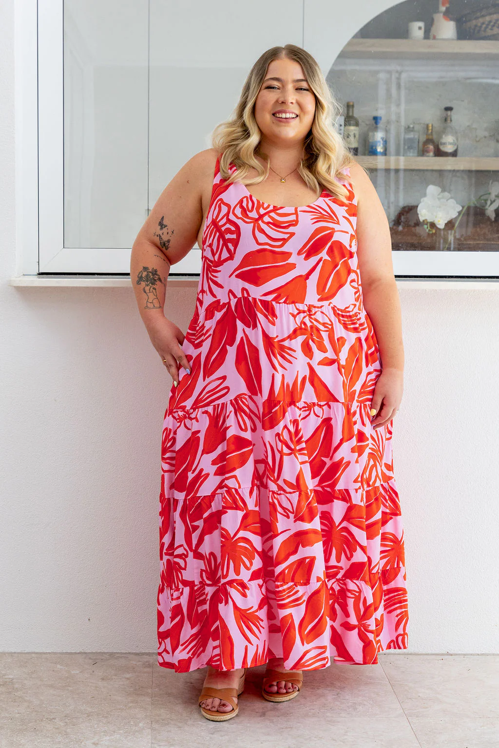 Ronnie Maxi Dress in Blush Fern - Image 2