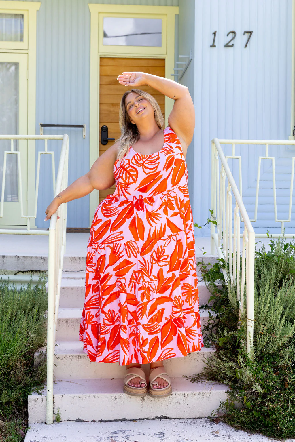 Ronnie Maxi Dress in Blush Fern - Image 3