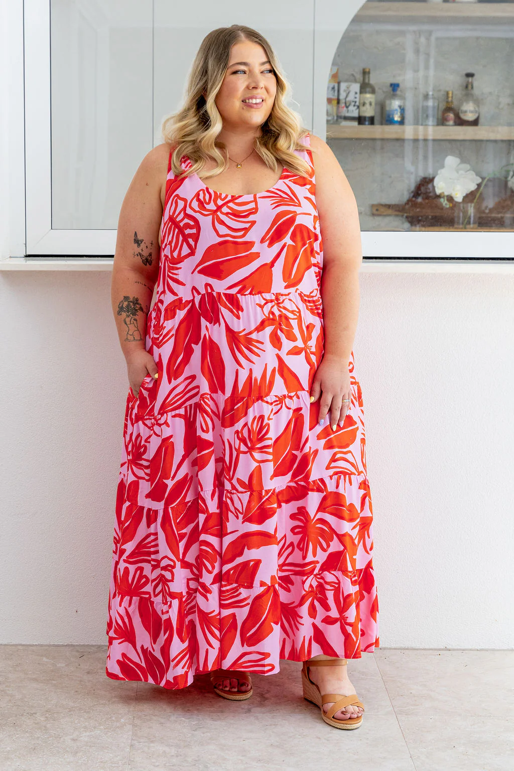 Ronnie Maxi Dress in Blush Fern - Image 6