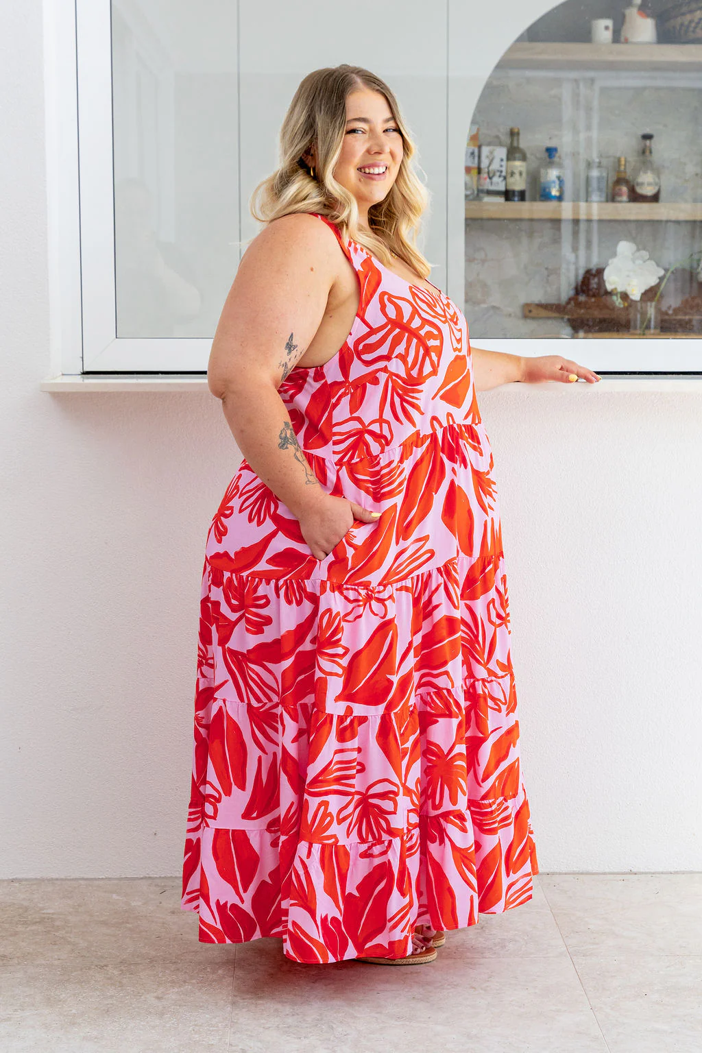 Ronnie Maxi Dress in Blush Fern - Image 8